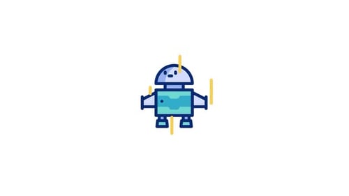 Animated Robot Icon in Flat Design Style for Technology