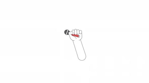 Holding microphone line 2D character hand animation
