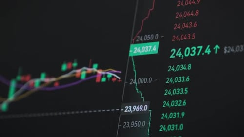 Stock Market Chart with Candlesticks and Data