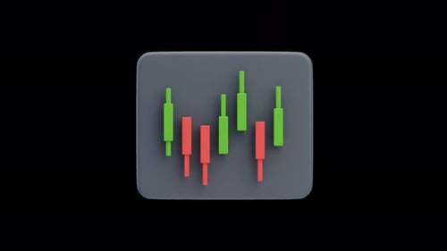 3D candlestick trading chart animation