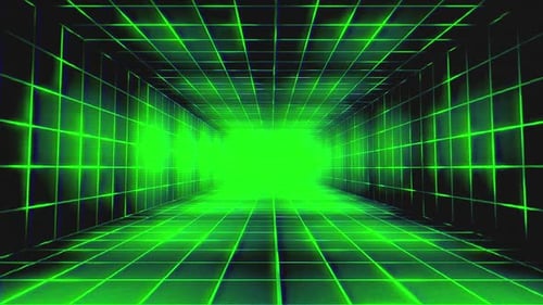 Distorted Neon Grid Tunnel