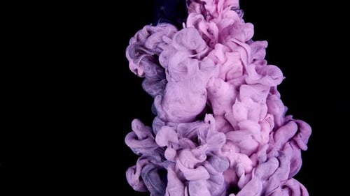 Abstract Violet and Black Ink Cloud on Black