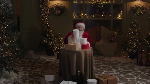 Santa Prepares Gifts on Christmas Night