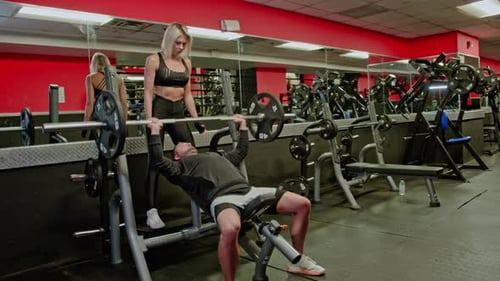Muscular Athletes Actively Training in the Modern Gym