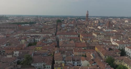 Aerial view of Verona rooftops, Italy.