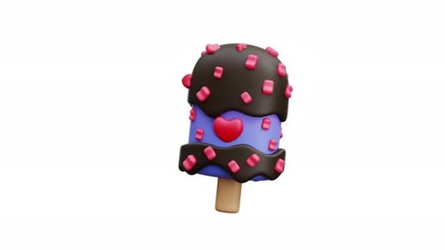 Spinning 3D Ice Cream Bar with Heart and Sprinkles