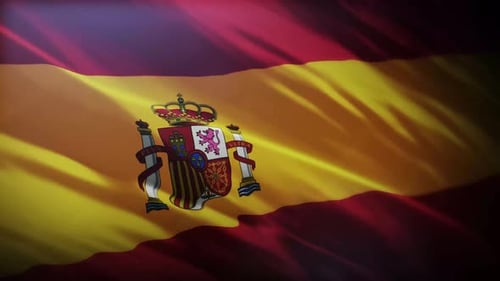 Animated Waving Flag of Spain With Coat of Arms
