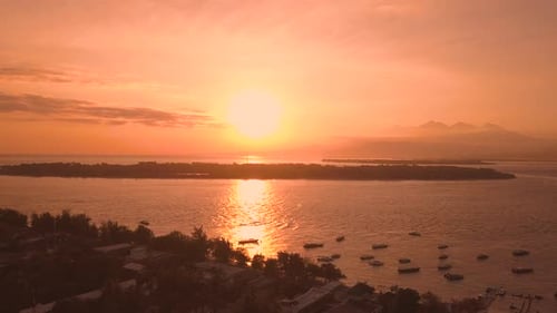 Drone Shot Sunrise Gili Trawangan