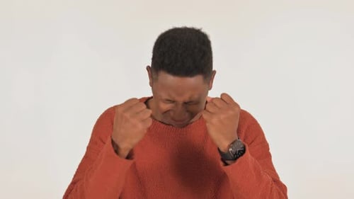 Man Yelling in Frustration Close Up Studio Shot
