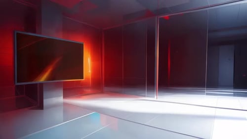 Futuristic Virtual Studio With Green Screen Monitor Background