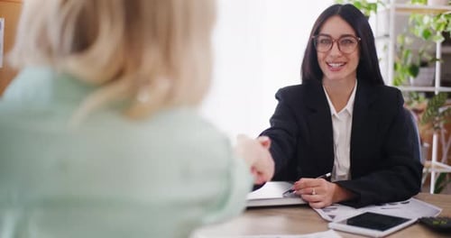 Professional Woman Discussing Documents With Client