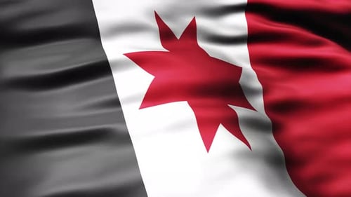 Realistic Waving Flag with Red Star on Black White Red Stripes