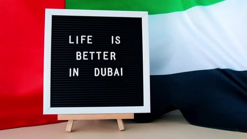 Message on Letter Board with UAE Flag