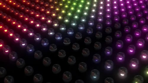 Sphères lumineuses vibrantes dans un dégradé de couleurs