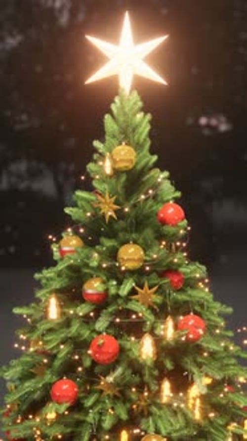 Christmas Tree Decorating Animation with Lights, Ornaments, and Gifts