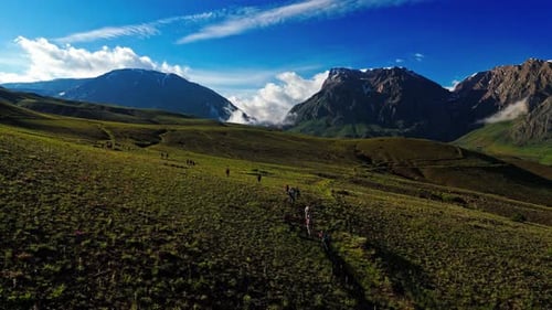 Trekking across a magnificent mountain landscape