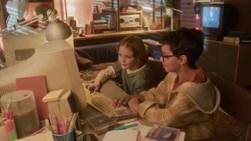 Children Playing Video Games on Retro Computer