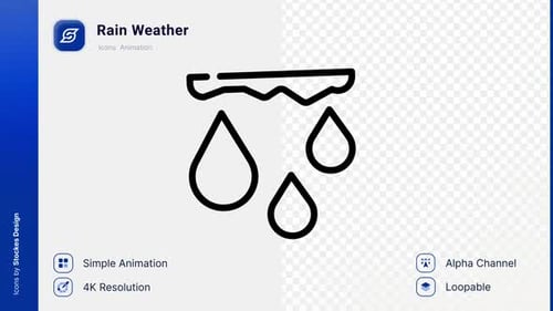 Animated Flat Design Rain Weather Icon