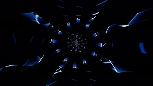 Endlessly Rotating Futuristic Tunnel Illuminated By Vibrant Neon Lights