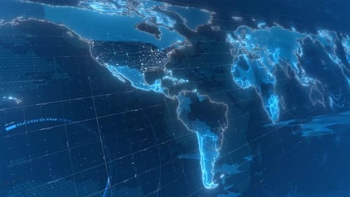 Futuristic Digital World Map Global Network Connection Loop