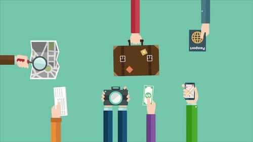 Animated Flat Design Travel and Vacation Icons