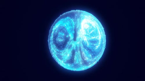 Blue glass energy plasma futuristic magic round ball sphere. Abstract background