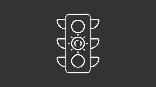 Animated Traffic Light Icon Flat Design Loop