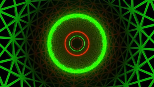 Red And Green Neon Light Grate Tunnel Background Vj Loop In 4K