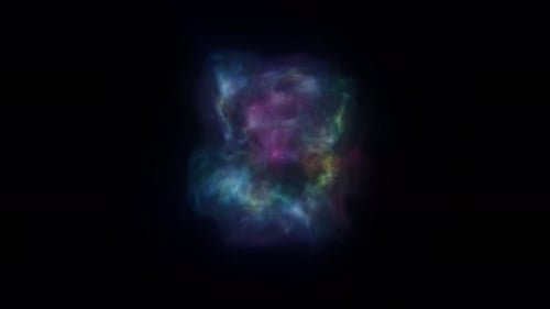 Multicolored energy looped glowing cosmic magical smoke dust futuristic background