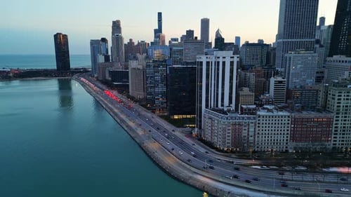 Lake Shore Drive, Chicago, kurz vor Sonnenuntergang