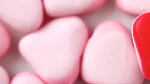 Valentines Day, Sweets and Confectionery Concept - Close Up of Pink Heart