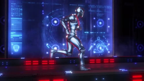 Chrome-Roboter läuft