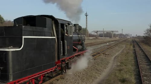 Aerial View of Old Steam Locomotive