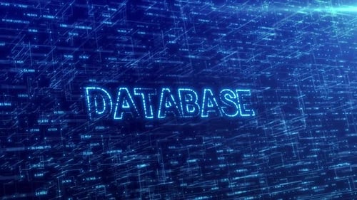 Database Concept Over Blue Futuristic Technology Network with Digital Cyberspace Background