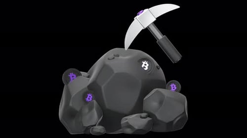 mining bitcoin 3d Animation, Alpha Channel, Transparent Background