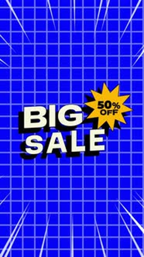 Animated Big Sale 50% Off Promotional Vertical Graphic