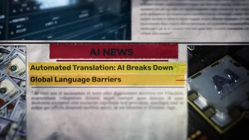 Animated AI News Headline Reveal in Newspaper Style