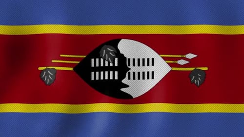 Animated Eswatini Flag Waving with Realistic Fabric Texture