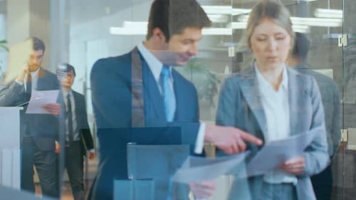 Multicultural Crowd of Business People Walking Through the Hallway of the Corporate Building. Peopl