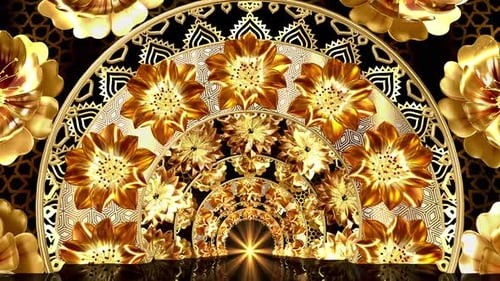 Golden Ornate Floral Tunnel Journey