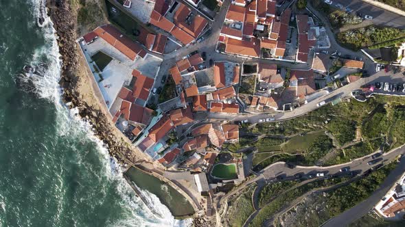Aerial view of Azenhas do Mar, Colares, Portugal., Overhead Stock ...