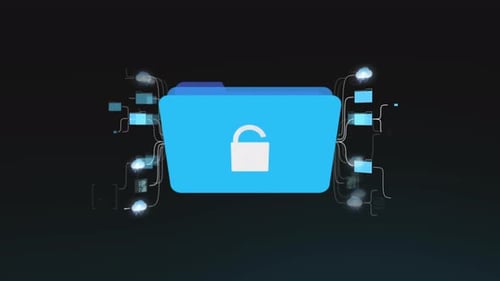 Secure Digital Folder Connecting to Cloud Data Network Animation