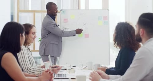 4k video footage of a diverse group of businesspeople sitting during a presentation in the office