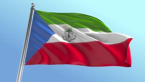 Realistic Equatorial Guinea Flag Waving in Wind
