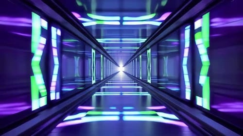 Futuristic Sci Fi Neon Tunnel Motion Background
