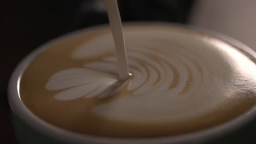Pouring Milk for Coffee Latte Art