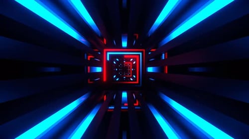 Red And Blue Different Neon Lines Tunnel Background Vj Loop In 4K