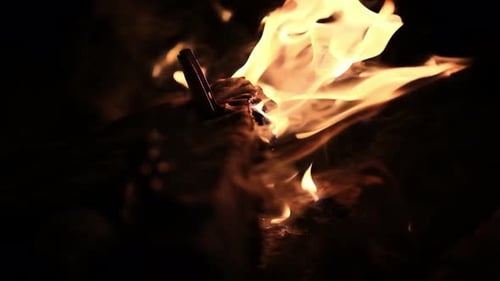 Intense Burning Flames and Smoke at Night