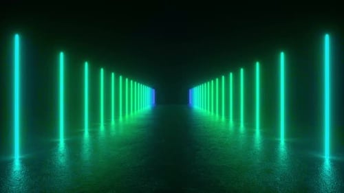 Installation eines Neonlichttunnels