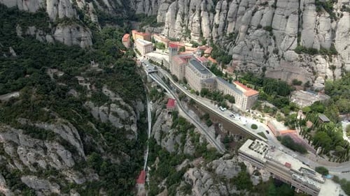 Aerial views of Montserrat mountain range in Catalonia